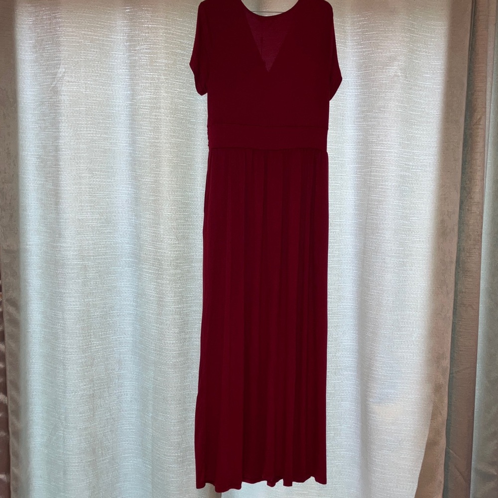 Chic Burgundy Short Sleeve Maxi Dress‎ XL - Picture 8 of 11